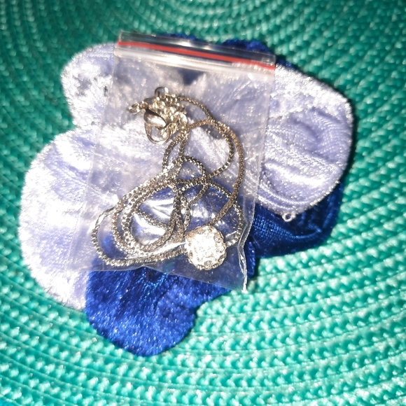 Sterling Silver Chain W/Crystal Ball Pendant - Picture 6 of 10